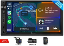 DVR+OBD+Double DIN 7"Car Stereo Radio Carplay Android Auto 14 Bluetooth Receiver