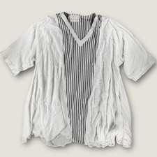Túnica a rayas blancas Kin Amora caftán top algodón rayón hecha a mano Marruecos talla única