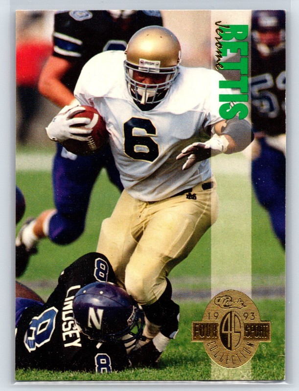 #100 Jerome Bettis, Notre Dame Fighting Irish 1993 Classic Four Sports Base