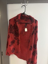 Lucky Brand Red Floral Ladies Open Front Cardiga Sweater size M