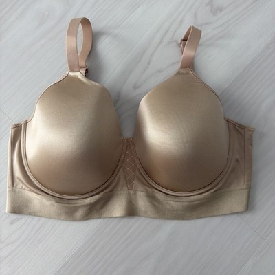 Bali Full Coverage T-Shirt Bra 36DDD Beige Satin Bounce Control Underwire 3456