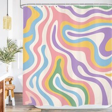Abstract Colorful Shower Curtain 60x72 Inch Modern Groovy 70s Retro Swirl