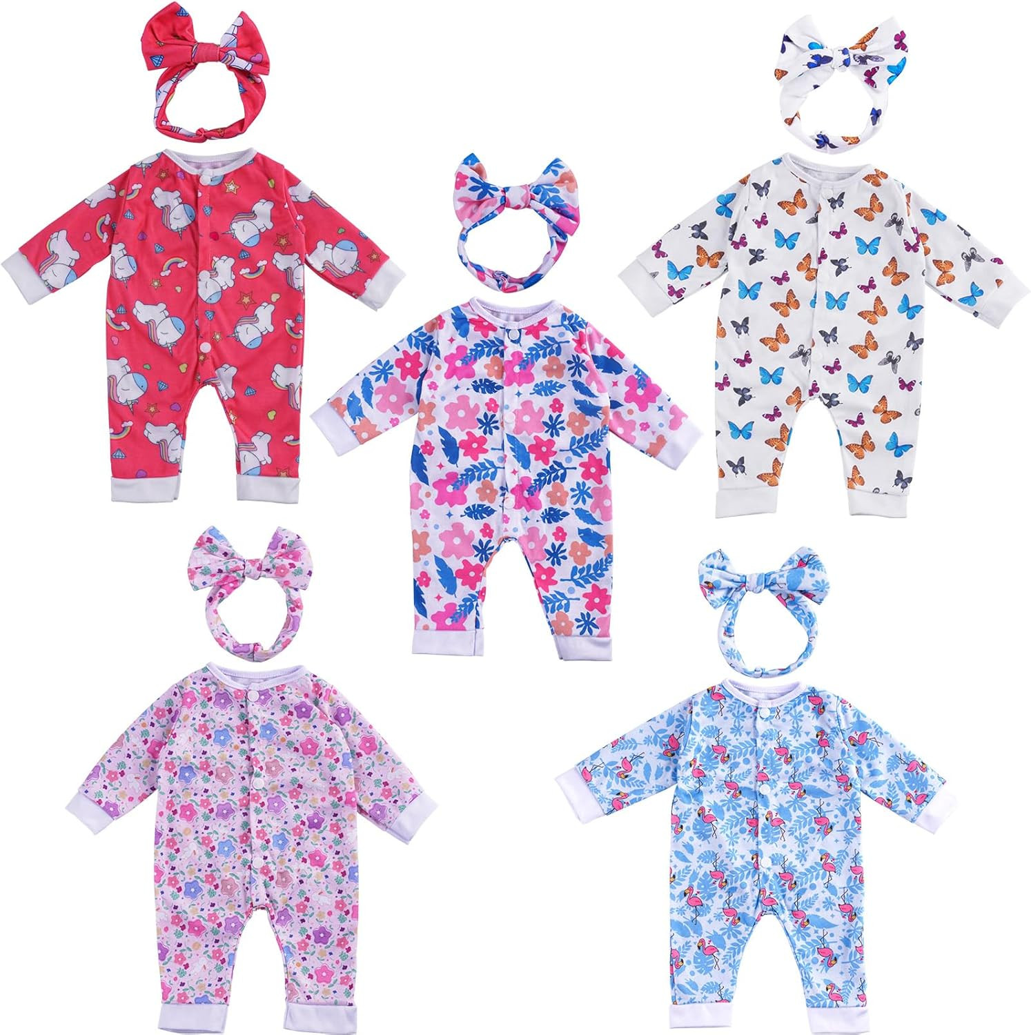 Reborn Baby Doll Clothes for 17-22 Inch Dolls, 5 Sets Baby Doll Clothes Outfits 