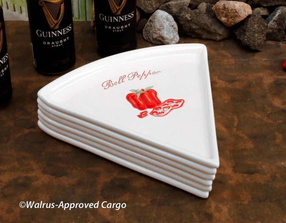 PLATOS PARA REBANADAS DE PIZZA DE GRANERO DE CERÁMICA (6) -NUEVO- DIVERTIDO, LA PRÁCTICA DE SERVIR ES FÁCIL COMO EL PASTEL Foto 3 de 4