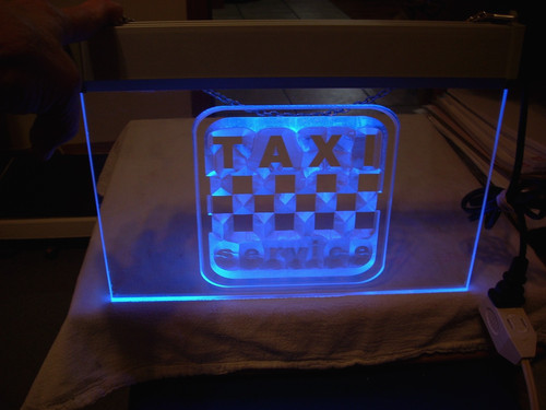 Taxi Service Acrylic  LED Sign Blue Light Sign 12" x 9" Regular Plug For Hanging
