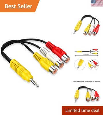 3.5mm to 3 RCA Cable   Tangle-Free AV Adapter for TCL, Sony & Samsung TVs