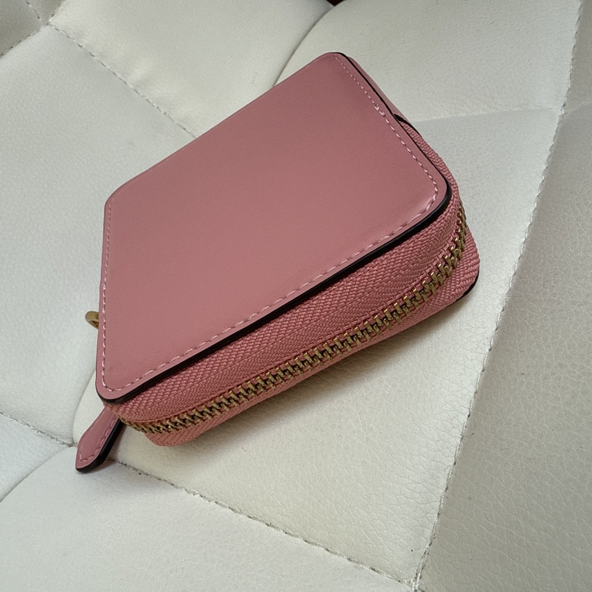 Coach Bubble Gum Pink Leather Small Coin Case Chain Wristlet