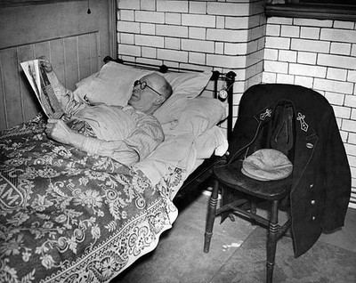 Guard Monagan of Carlisle settles down to a well earned rest after- Old Photo