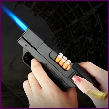 CIGARETTE STORAGE Jet Flame Lighter Pistol Cigar Case Gift Butane Pipe BBQ Gifts