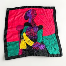 Picasso Signed Vintage Print Art To Wear Cubist Woman Scarf Wrap 33.5"x 35"