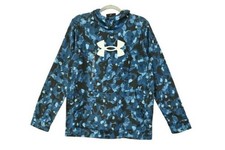 NEW Under Armour Youth LS Fleece Hoodie with Large Logo Blue Black Camo Size XL