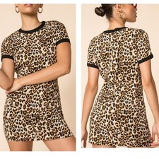 NWT Superdown x REVOLVE Harper Leopard Print Mini Tee Dress Size Small NEW