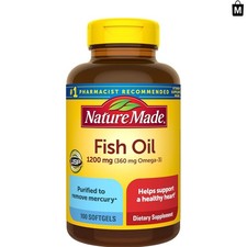 1200mg Omega-3 Fish Oil Softgels, 100 Count - Heart Health Support Formula