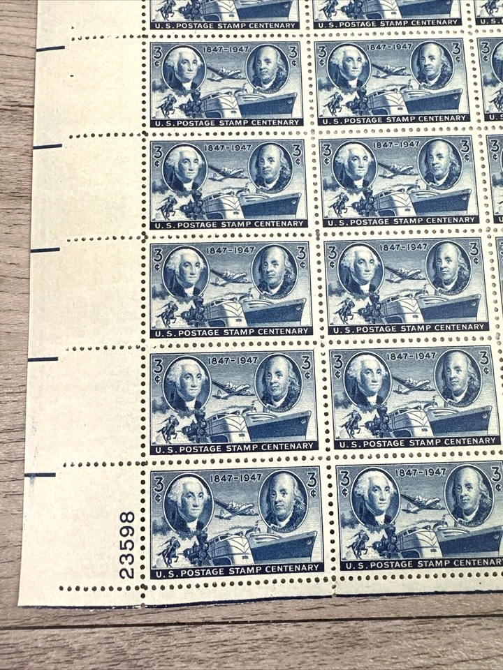 #947 US Stamp - 1947 Postage Stamp Centenary - 50 Stamp Sheet 23598 - Image 2 of 4
