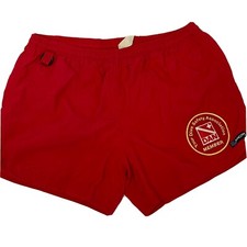 Vtg 80 90's DAN MEMBER Men's Red Nylon DIVE SAFETY Trunks DIVERS ALERT Shorts L
