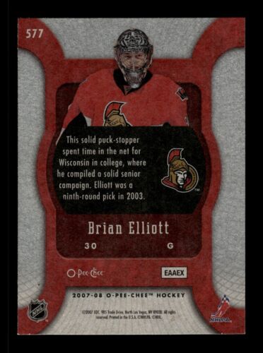 5-01-04 PWE . 2007-08 opc o-pee-chee ud #577 brian elliott rc rookie - Picture 2 of 2