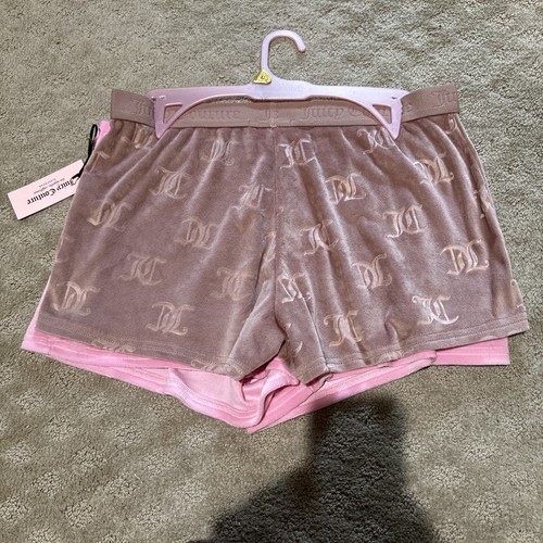Juicy Couture 2pk Pink/Nude Velour Sleep/Loungewear Sleep Shorts Set. Sz L. NWT! - Picture 2 of 14