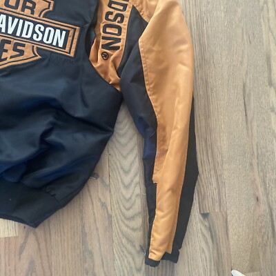 Harley Davidson Men's Racing Jacket Black Bar Shield Orange Nylon