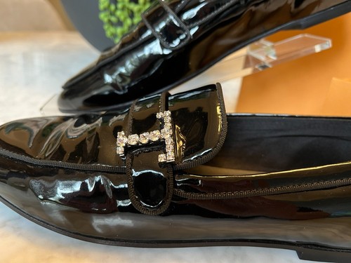 TOD’S Crystal T Black Patent Leather Loafer Flats Size 40 / 9 BRAND NEW - Picture 8 of 13