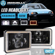Par de faros LED de 4x6" haz alto DRL lámpara ojos de ángel para Geo Metro 1989-1997