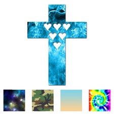 Cross With Hearts - Vinyl Decal Sticker - Multiple Patterns  Sizes - ebn4032