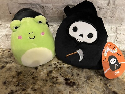 Squishmallows Halloween Lot Otto The Grim Reaper And Tomos The Frog Witch.