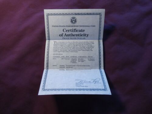 1990-P U.S. Mint Eisenhower Centennial Proof Silver Dollar w/ COA & OGP #3280 - Picture 13 of 14