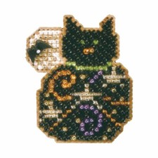 Magic Kitty Halloween Bead Ornament Kit Mill Hill 2006 Autumn Harvest