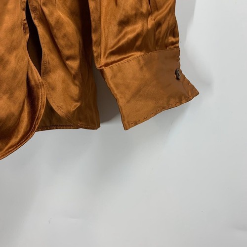 Lafayette 148 Women's Naomi Blouse In Italian Crushed Satin In Brown Size SW NWT - Picture 6 of 14