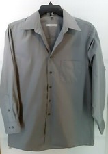 Geoffrey Beene Men's Long Sleeve Button-Up Shirt, Gray, 15 -15.5 32/33