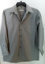 Geoffrey Beene Men's Long Sleeve Button-Up Shirt, Gray, 15 -15.5 | 32/33