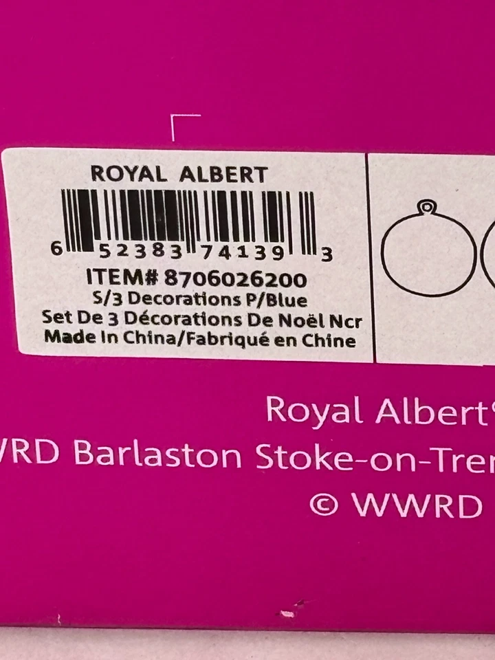 Juego de 3 adornos navideños Royal Albert 652383741393 hueso China Inglaterra en caja Foto 2 de 4