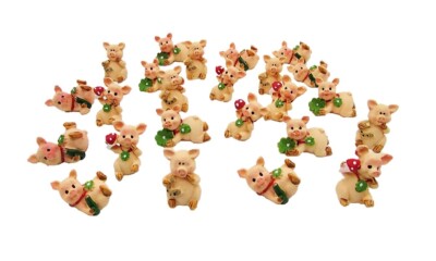 48 Glücksbringer Glücksschweinchen 4 Motive Schwein Kleeblatt Mini Figur