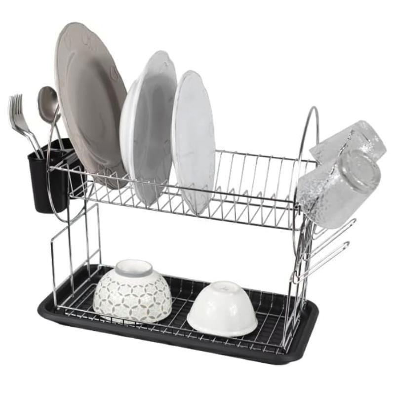 Kit Scolapiatti Acciaio Inox da Appoggio e Incasso - Acciaio Satinato - 1