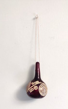 Rare Africa Calabash Shaker Carved Burnished Traditional Tribal Decoration - AJ3