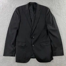 Hugo Boss Blazer Suit Jacket size 40L Solid Black Wool Stretch Tailoring Italy