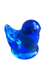 Vintage 1995 Miniature Signed Leo Ward Blue Bird Of Happiness Glass Figurine