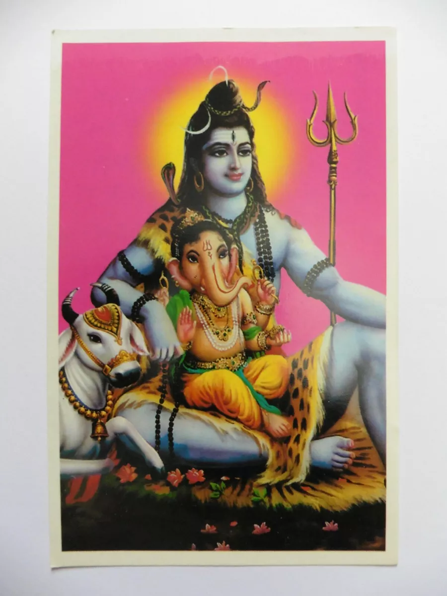 Hindu God Picture LORD SHIVA GANESH Approx. 9.5 cm x 14.8 cm | eBay