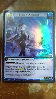 Grand Archive GATCG ALC Frozen Dismissal R Foil Water Cleric Spell