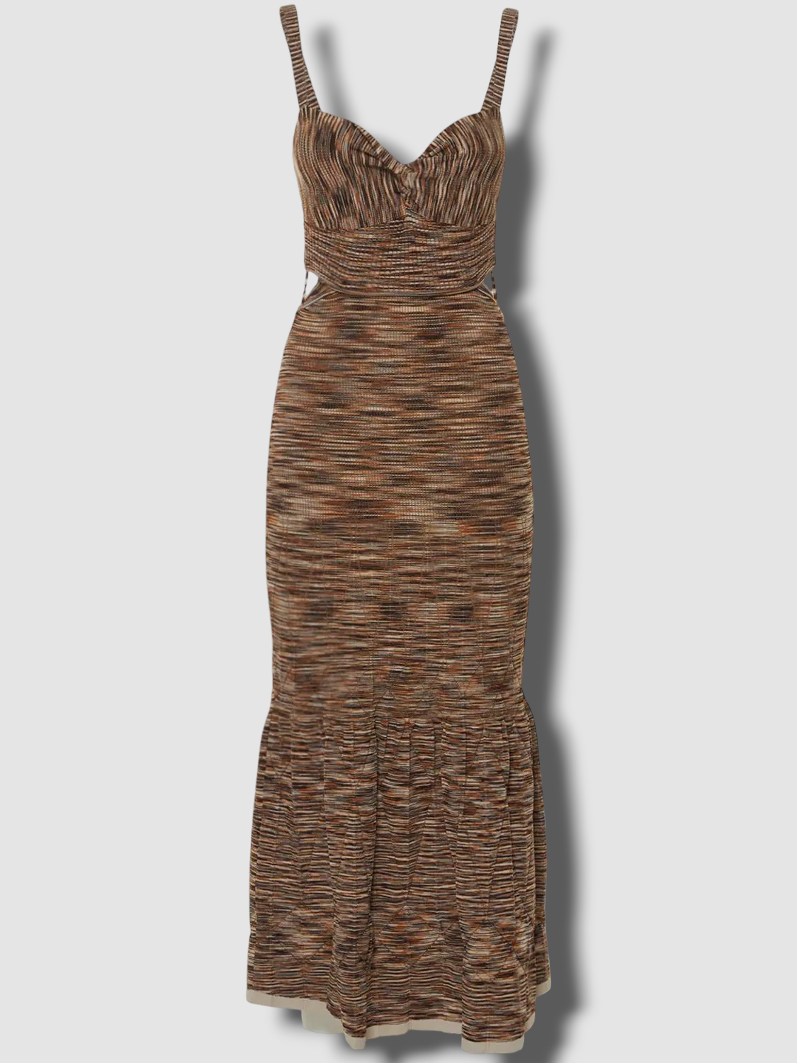 $695 Jonathan Simkhai Women's Brown Space Dye Maxi Dress Size L