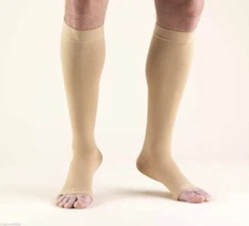 Truform 20-30 Below Knee Compression Stockings Open Toe Beige