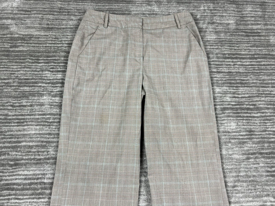 Larry Levine Pants Womens 10 Beige Plaid Cuffed Straight Stretch Polyester Blend - Image 2 of 4