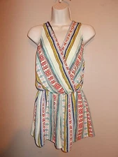 Better Be Womens Romper Fair Isle Pattern Sleeveless V-Neck and Back 