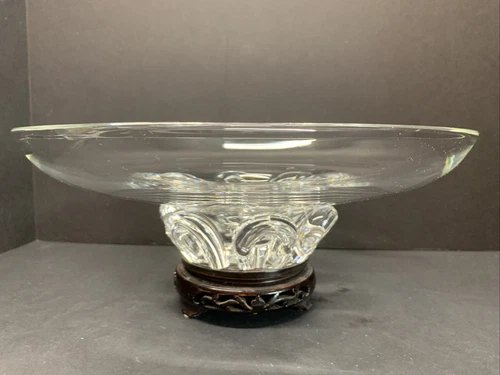 VTG Steuben Super Heavy Large Crystal Art Glass Foot Coronet Bowl SIGNED 4 LBS