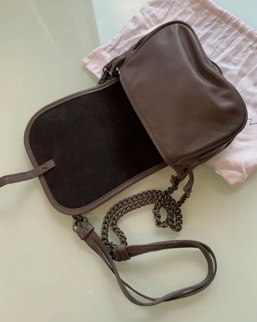 PONY Borsa a catena PHILIPPE ROUCOU designer francese nera grigia pelle capelli di cavallo