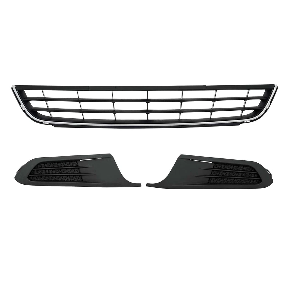 For 2011-2014 Volkswagen Jetta Front Bumper Lower Grille & Fog Lamp Covers 3PCS Foto 2 de 4