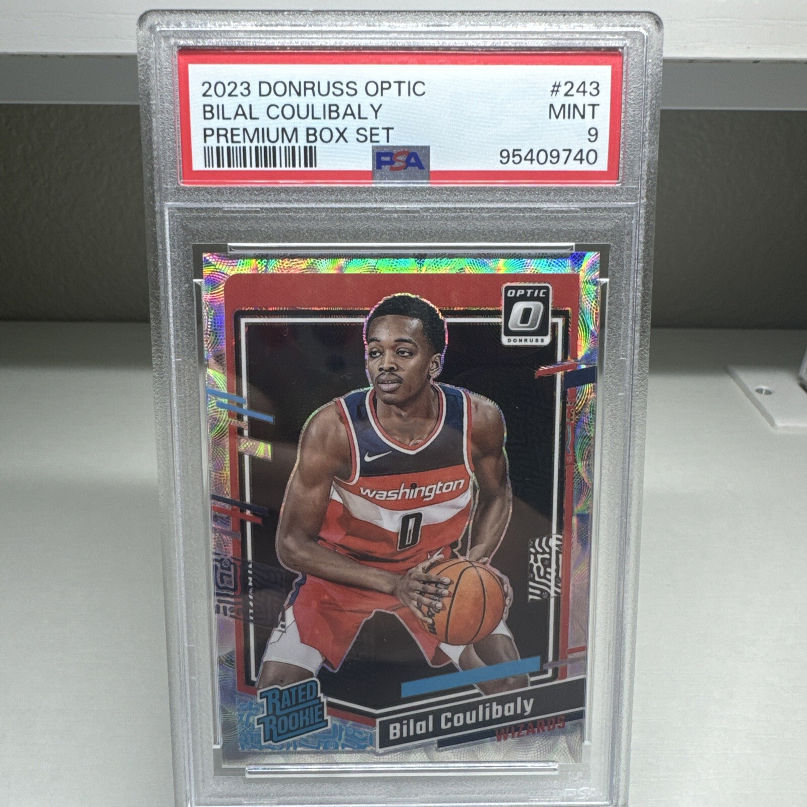2023-24 Donruss Optic Premium Bilal Coulibaly Rookie Wizards /249 RC PSA MINT 9