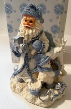 Snow Buddies Santa Snowman Reindeer Christmas Decoration 8x8.5 Encore 1998