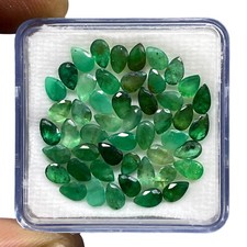 Natural Emerald Pear Cut Lot 10.65 Cts 47 Pcs 4mm-5mm Loose Green Gemstones