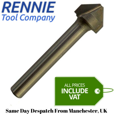 1/2'' x 1/4'' Shank TCT Carbide Tipped V Groove 90 Degree Bit For ACM Dibond Etc